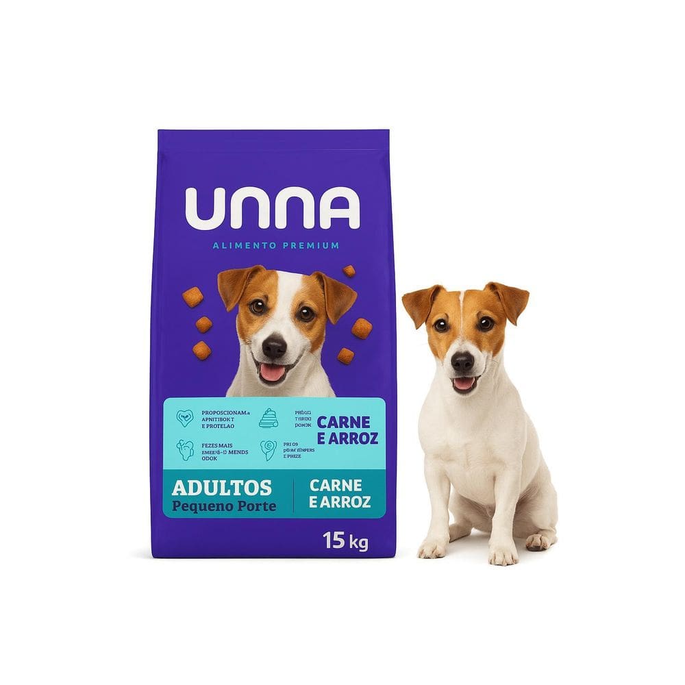 Ração Unna Premium Cães Adultos Pequeno 15Kg Carne E Arroz