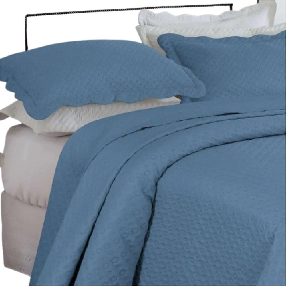 Colcha King Bella Dupla Face 03 Peças - Azul Cobalto