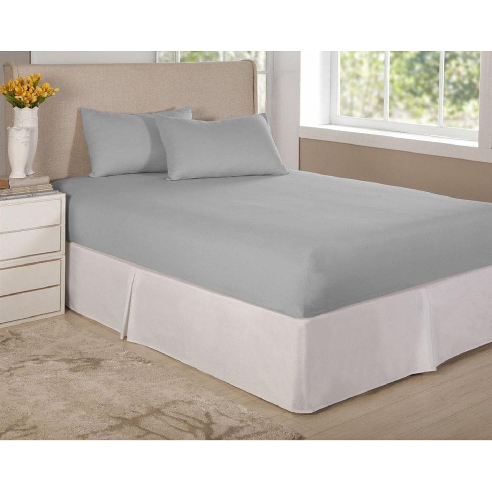 Jogo Lençol Cinza Cama Casal King 3 Pçs Algodão Percal 150