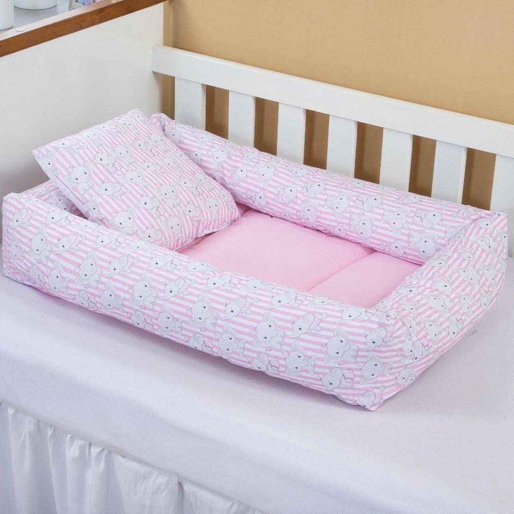 Ninho Redutor Almofada De Berço Bebê Menina Elefante Coroa