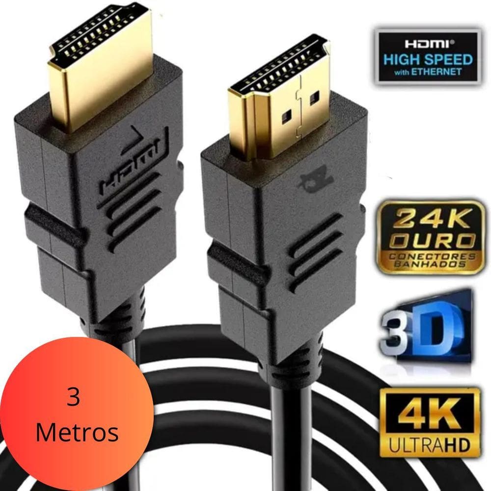 Cabo Hdmi Ultra Resistente 4K 3D 3 Metros Computador Tv
