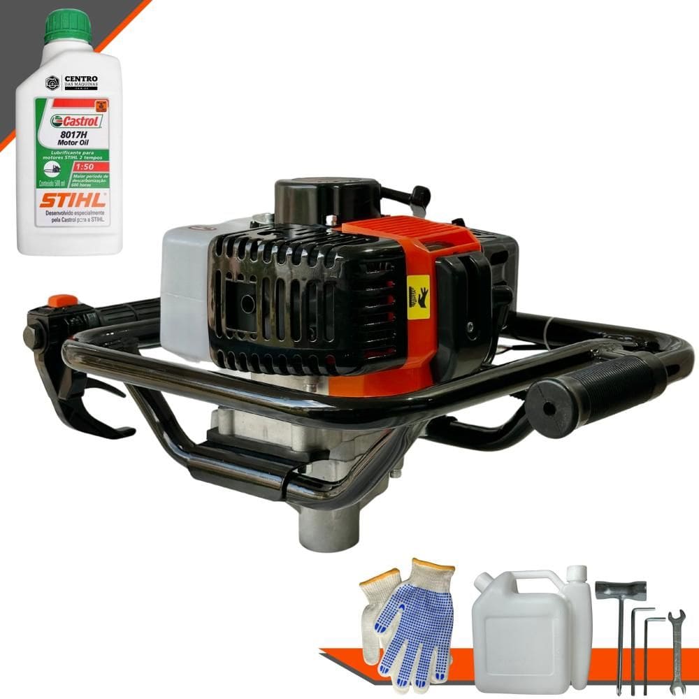 Perfurador de Solo Máquina Fura Terra Trado Motorizado Sem Broca Vant VPS52 À Gasolina 2 Tempos 52cc 2HP 6.500rpm Profissional + ÓLEO STIHL 2T
