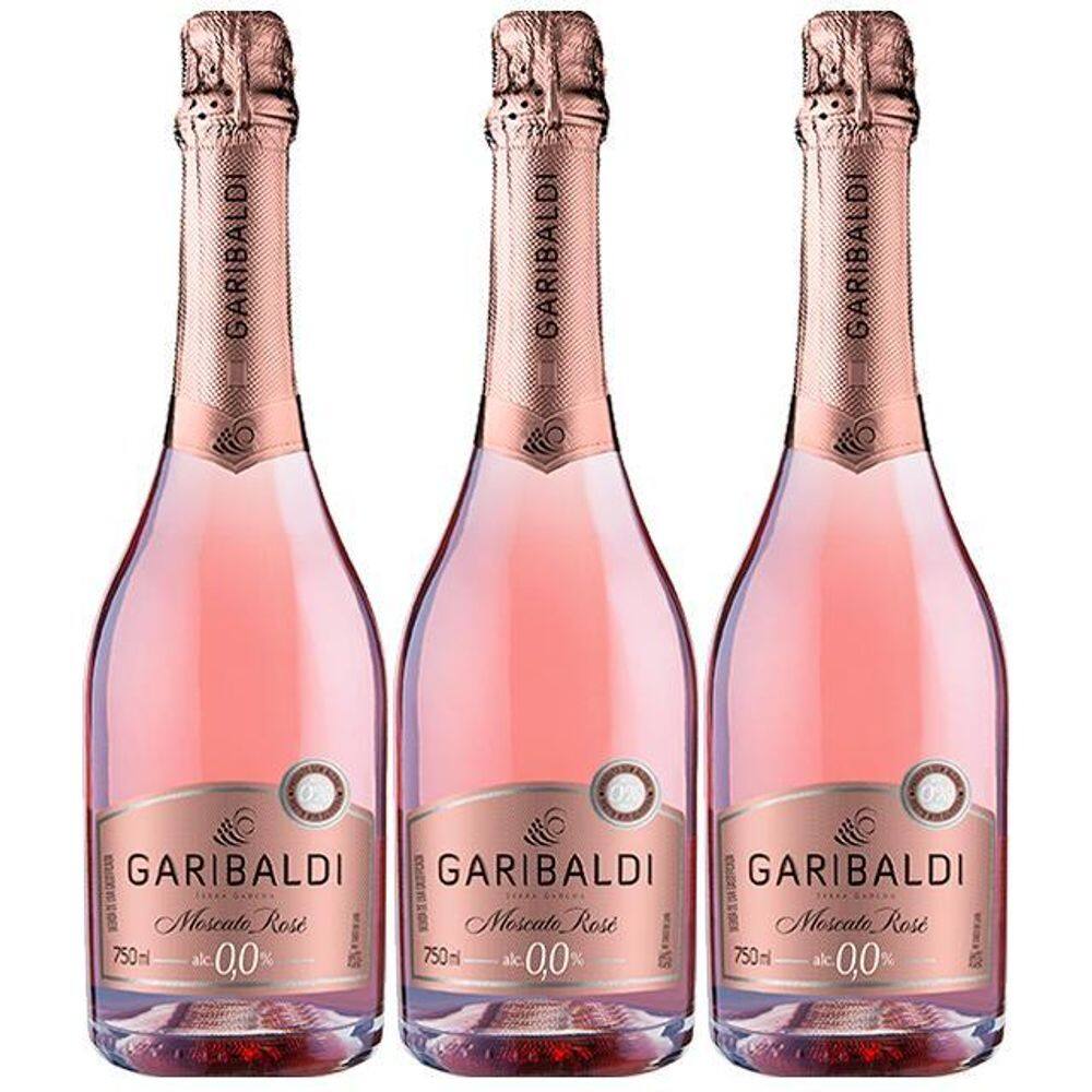 Kit 3 Gaseificado Sem Álcool Garibaldi Moscato Rose - 750Ml