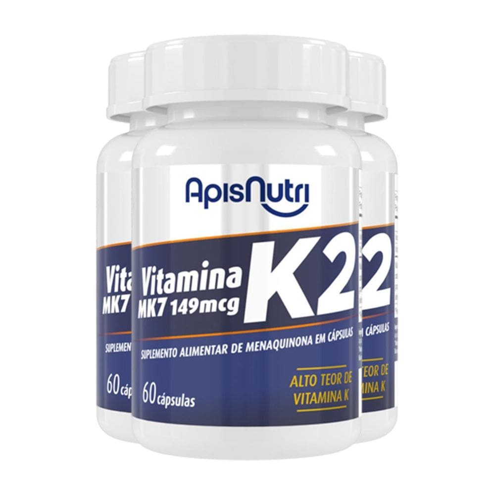 Kit 3 Vitamina K2 Apisnutri 60 Cápsulas