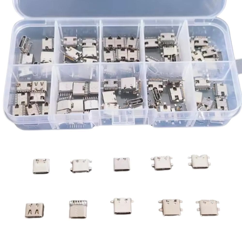 Kit 100 Conectores Micro Usb Mix 6Pin E 16Pin Reparo Celular