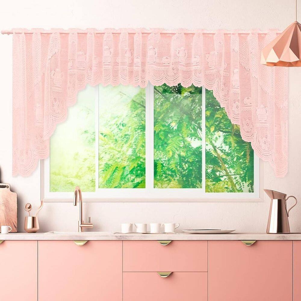 Cortina Bando Renda Cascata Cozinha Bule 3,15X1,00