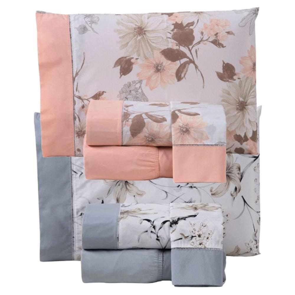 Combo 2 Jogo Cama Lençol King California 4 Peças Salmão