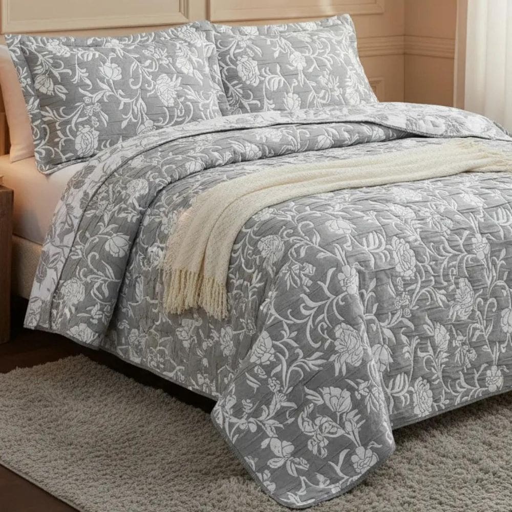 Cobre Leito Queen Size Algodão Lauryn Bordado Super Luxuoso