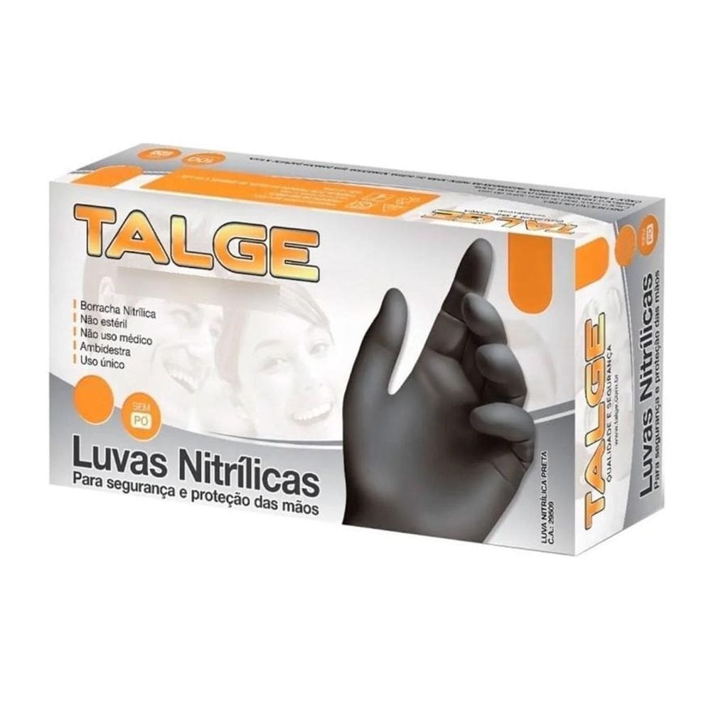 Luva Nitrilica Preta 10X100 Talge - G