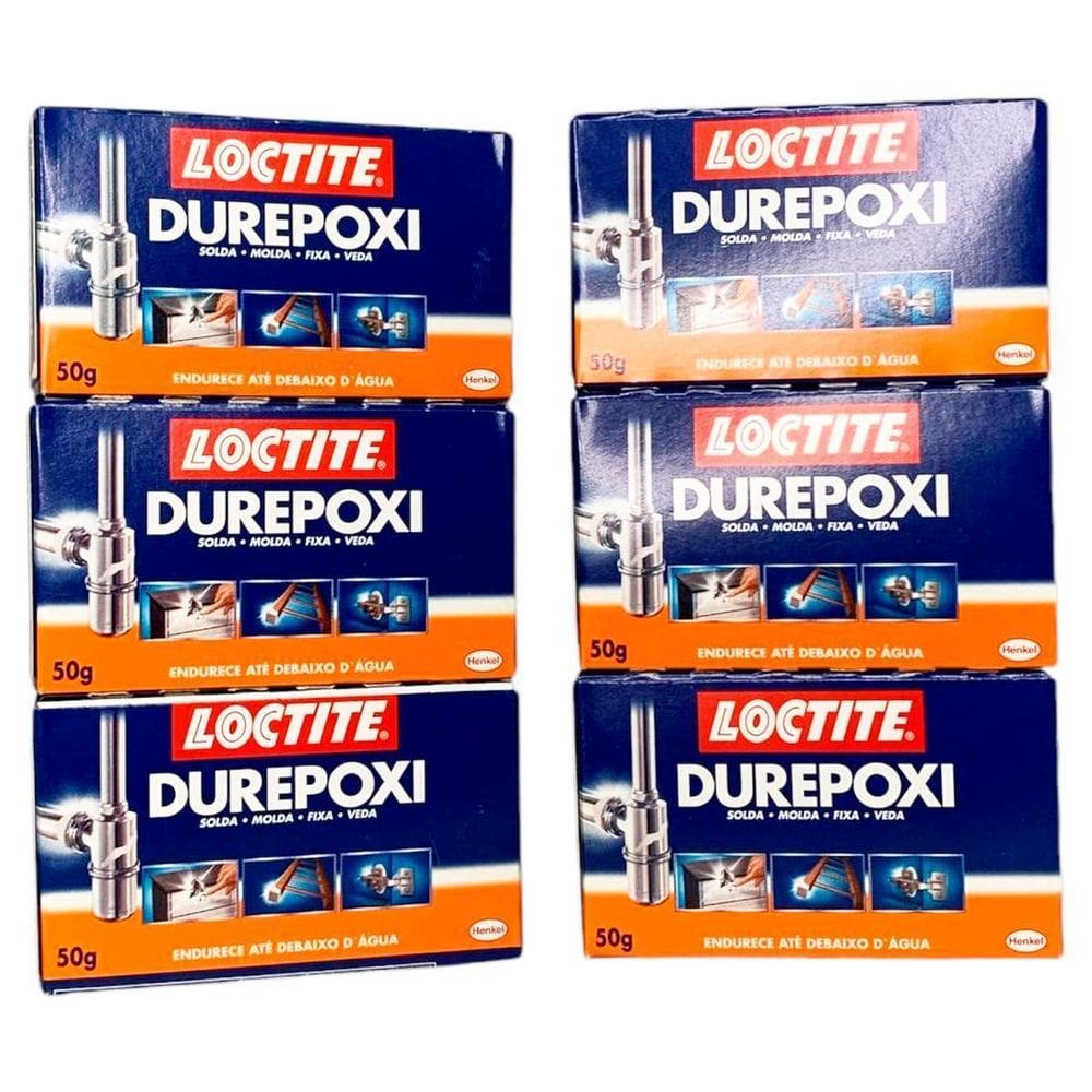 Kit 6 Unidades Durepoxi Adesivo Massa 50G Solda Fixa Veda