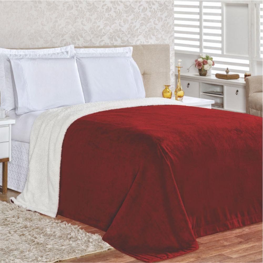 Edredom Cobertor Coberta Manta Casa Show King - Vermelho