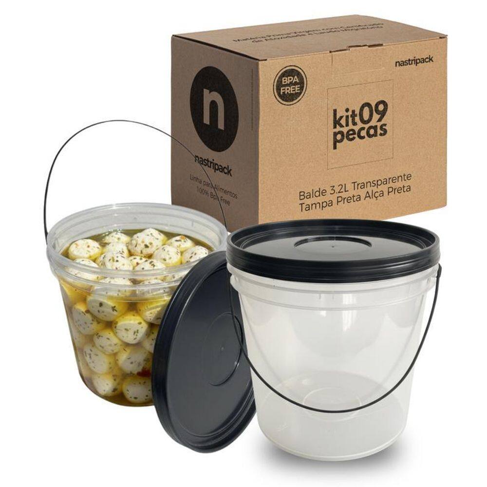 Balde Para Tempero Transparente 3.2L - 9 Pçs