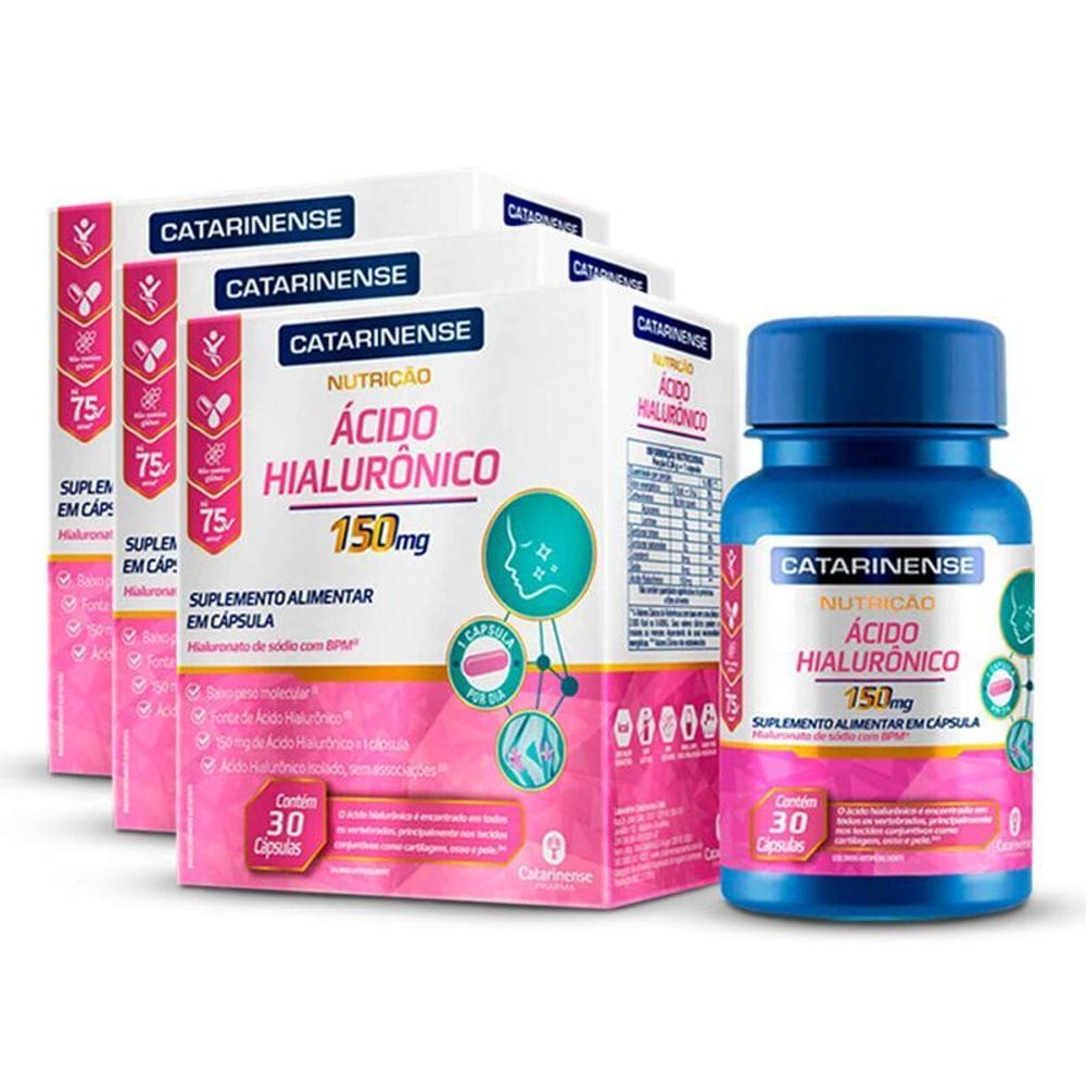 Kit 3 Ácido Hialurônico Catarinense 30 Cápsulas