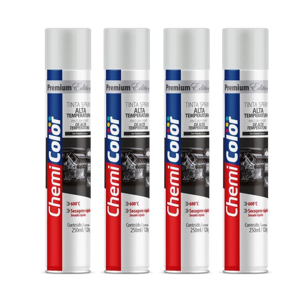Kit 4 Tinta Chemicolor 250Ml Alta Temperatura Branco Fosco