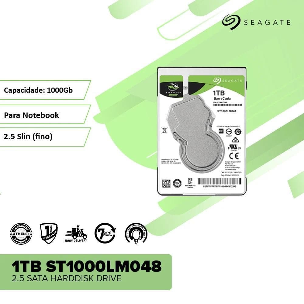 Hd Sata Seagate St1000Lm048 1Tb Notebook Slin  Fino  Verde