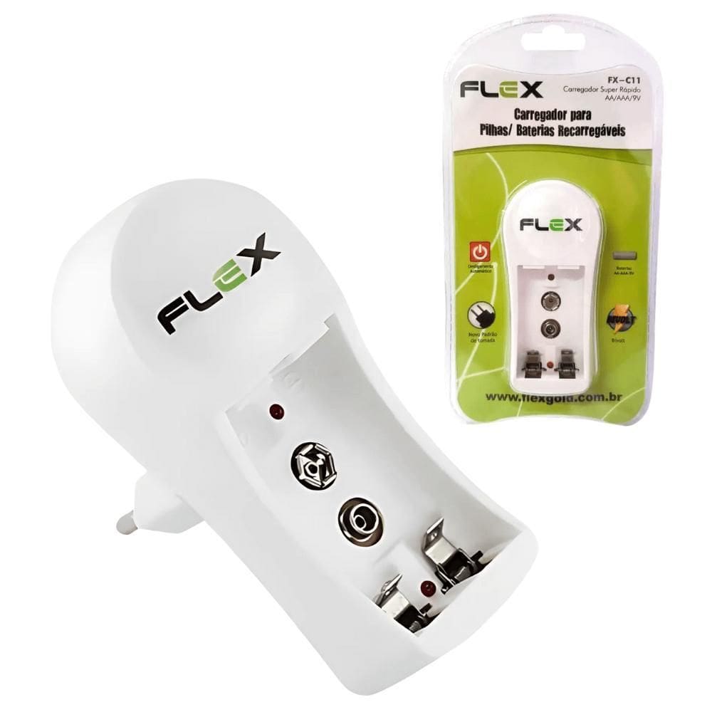 Carregador Para Pilhas Recarregáveis Aa/Aaa/9V Flex Fx-C11