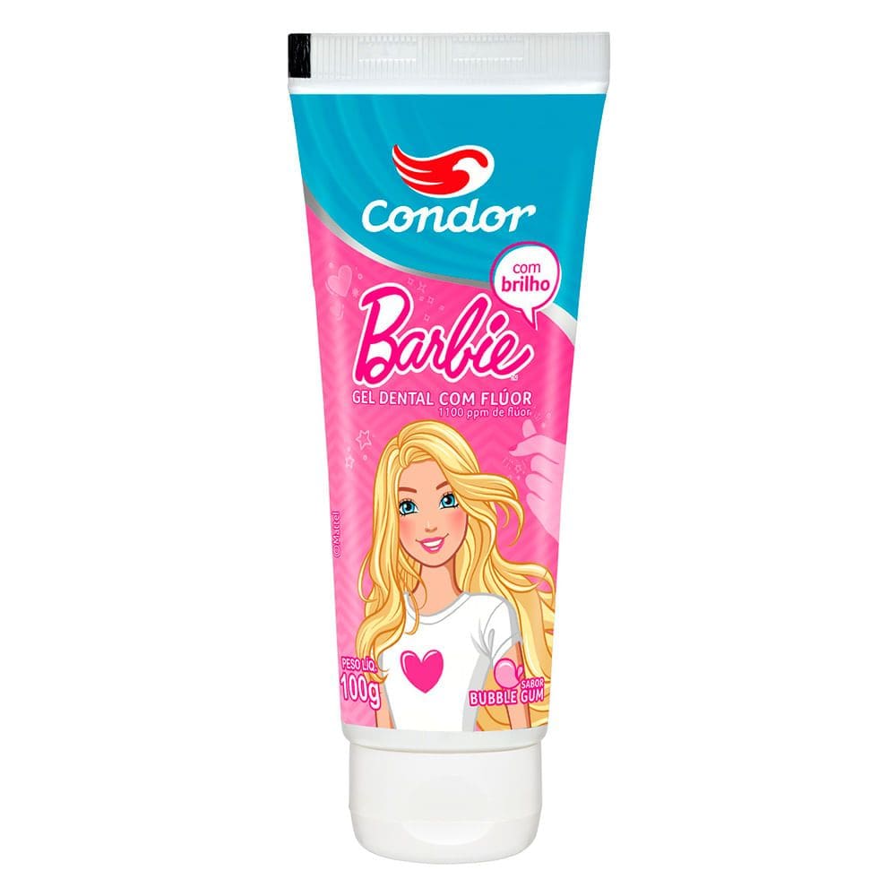 Gel Dental Infantil Condor com Flúor Bubble Gum Barbie 100g