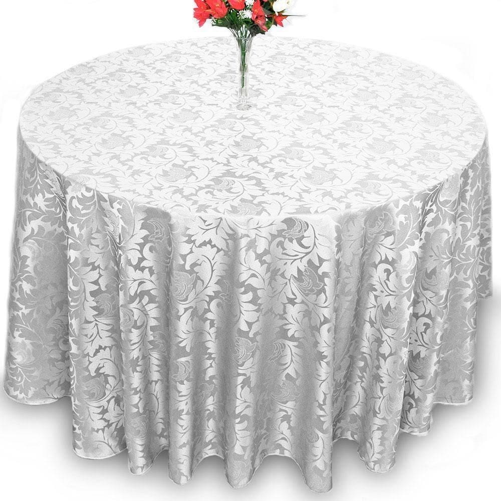 Toalha De Mesa Redonda Jacquard Cinza 2,20M Festa Buffet