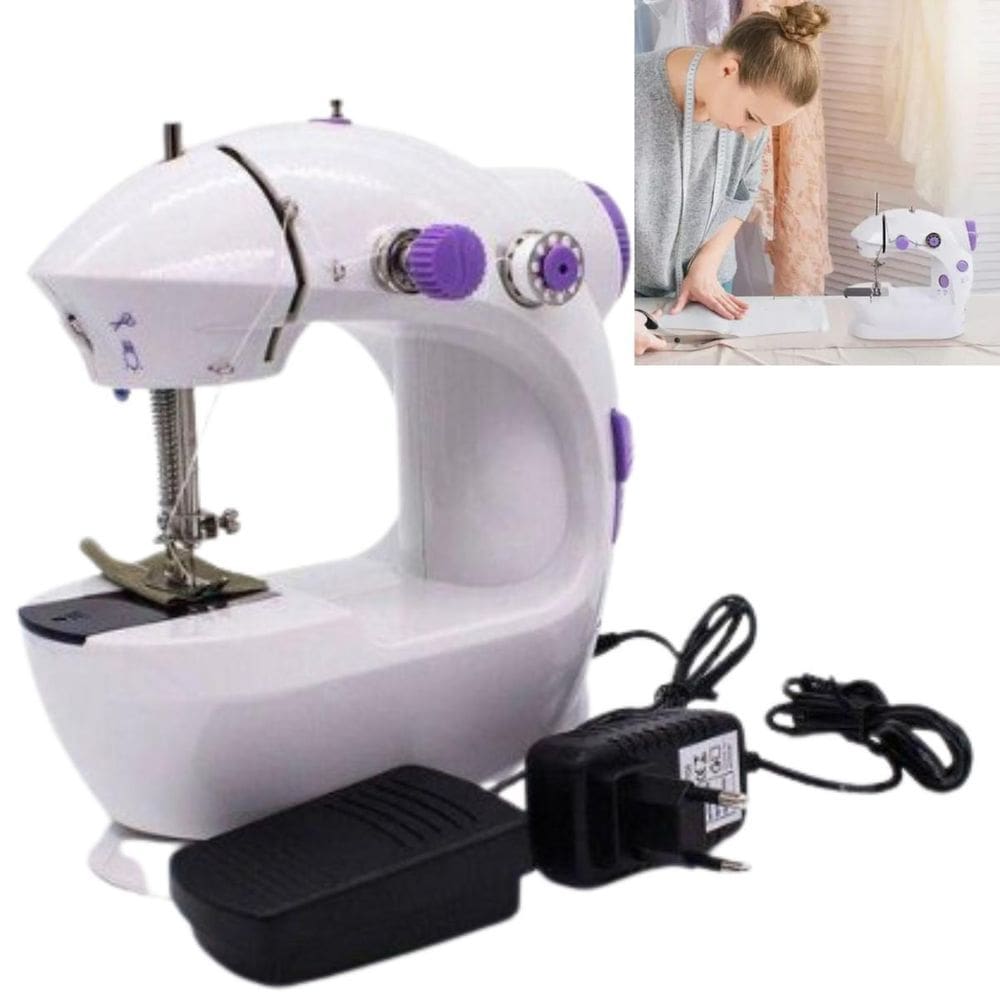 Máquina De Costura Portátil Mini Costura Rápida Branca