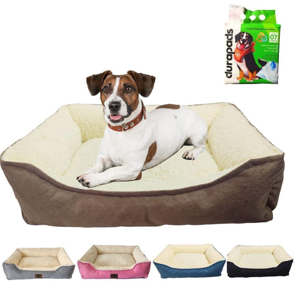 Kit Cama Pelúcia Confort M Com Tapete Higiênico 60X60 7 Un.