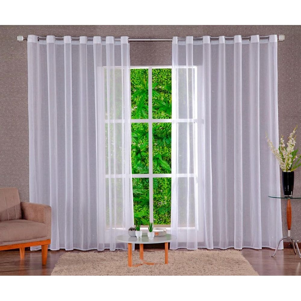 Cortina Transparente Voal Voil Liso 5,00X2,80 Sala E Quarto