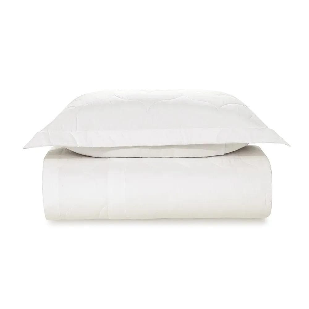 Kit Colcha / Cobre Leito Solteiro 200 Fios Tom Branco