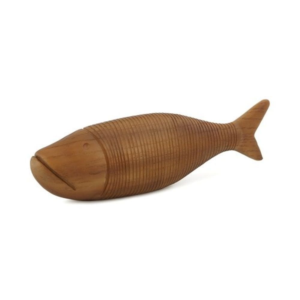 Escultura Decorativa Peixe Sardinha Amadeirado em Poliresina 21x6cm Mart