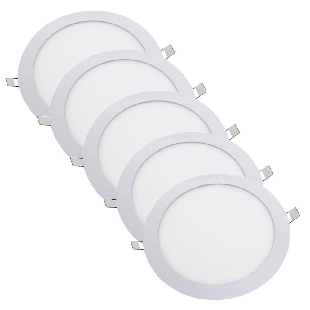 Kit 5 Luminária Plafon Led Redondo Embutir 24W 6500K - Noll