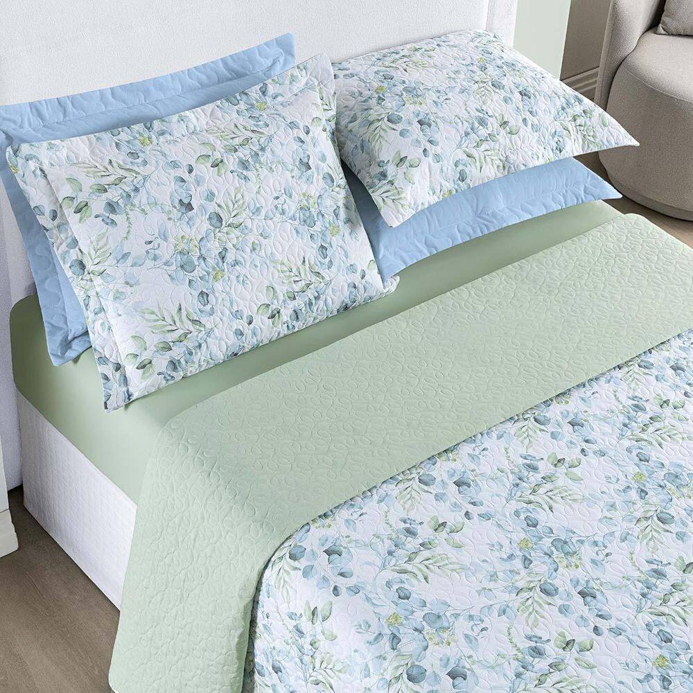 Kit Colcha Maris Casal Dupla Face 200 Fios 3P 200 Fios Verde