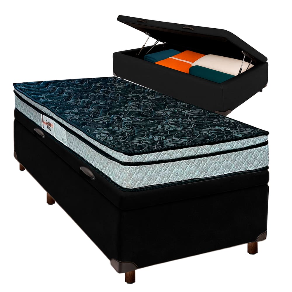 Cama Box Bau + Colchão Solteiro D28 Conforto Paropas