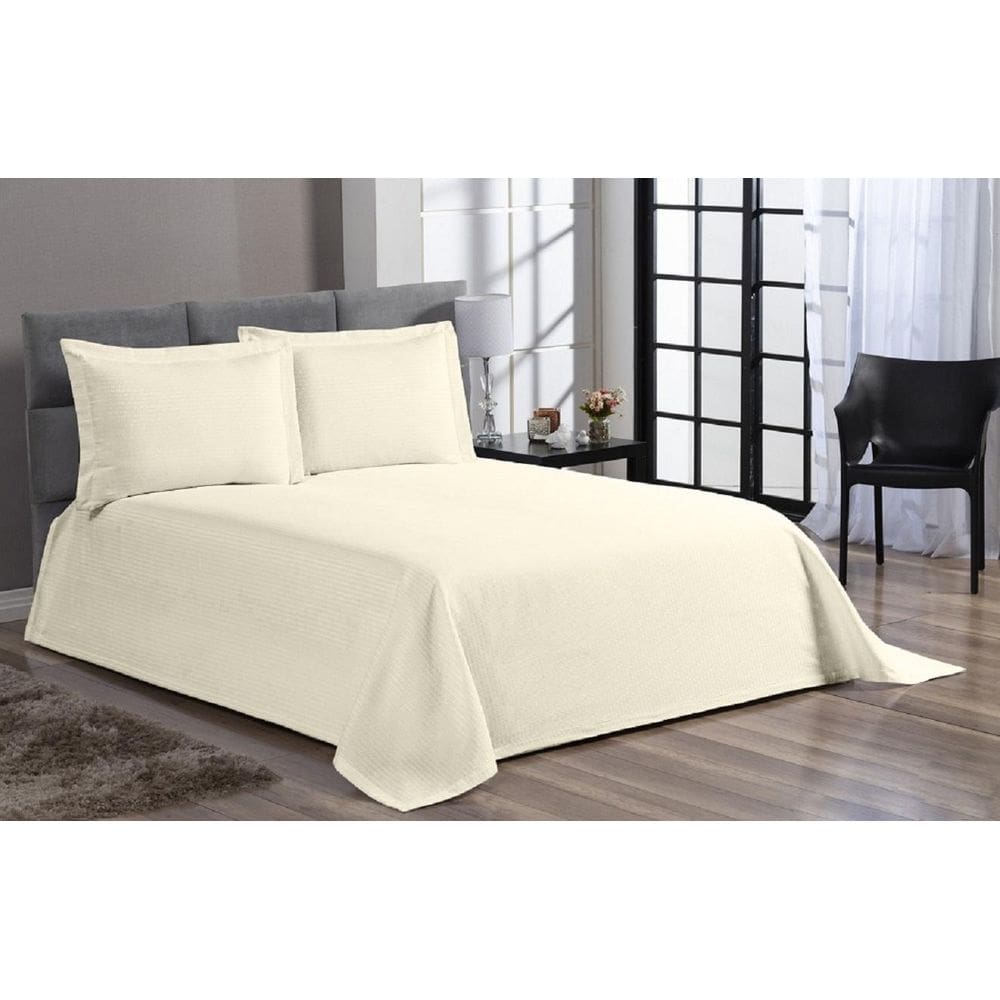 Cobre Leito Colcha Cama Queen Piquet Palha Algodão 3 Peças
