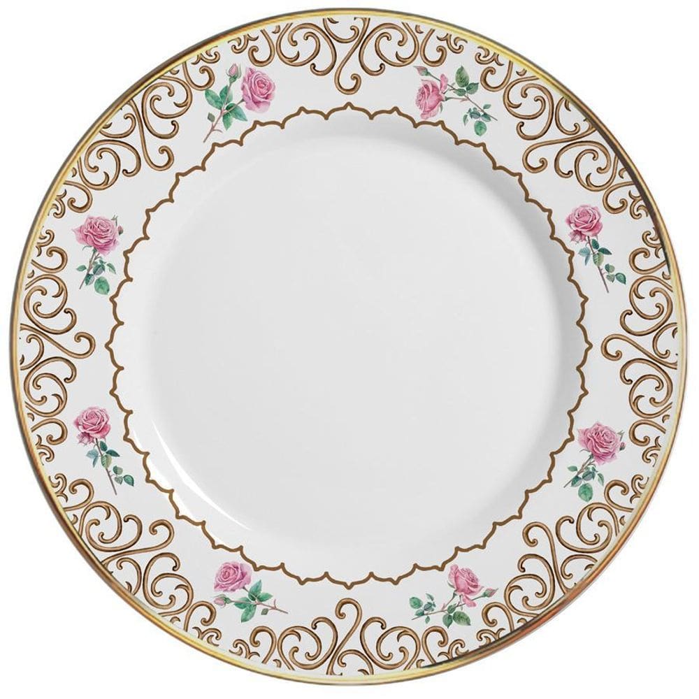 Sousplat Sweet Bird Filete Ouro 34 Cm Cerâmica Alleanza