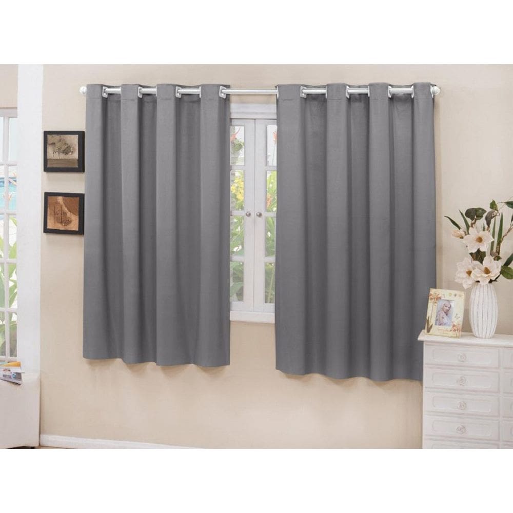 Cortina Cozinha Blecaute Tecido Cinza 2,80X1,60