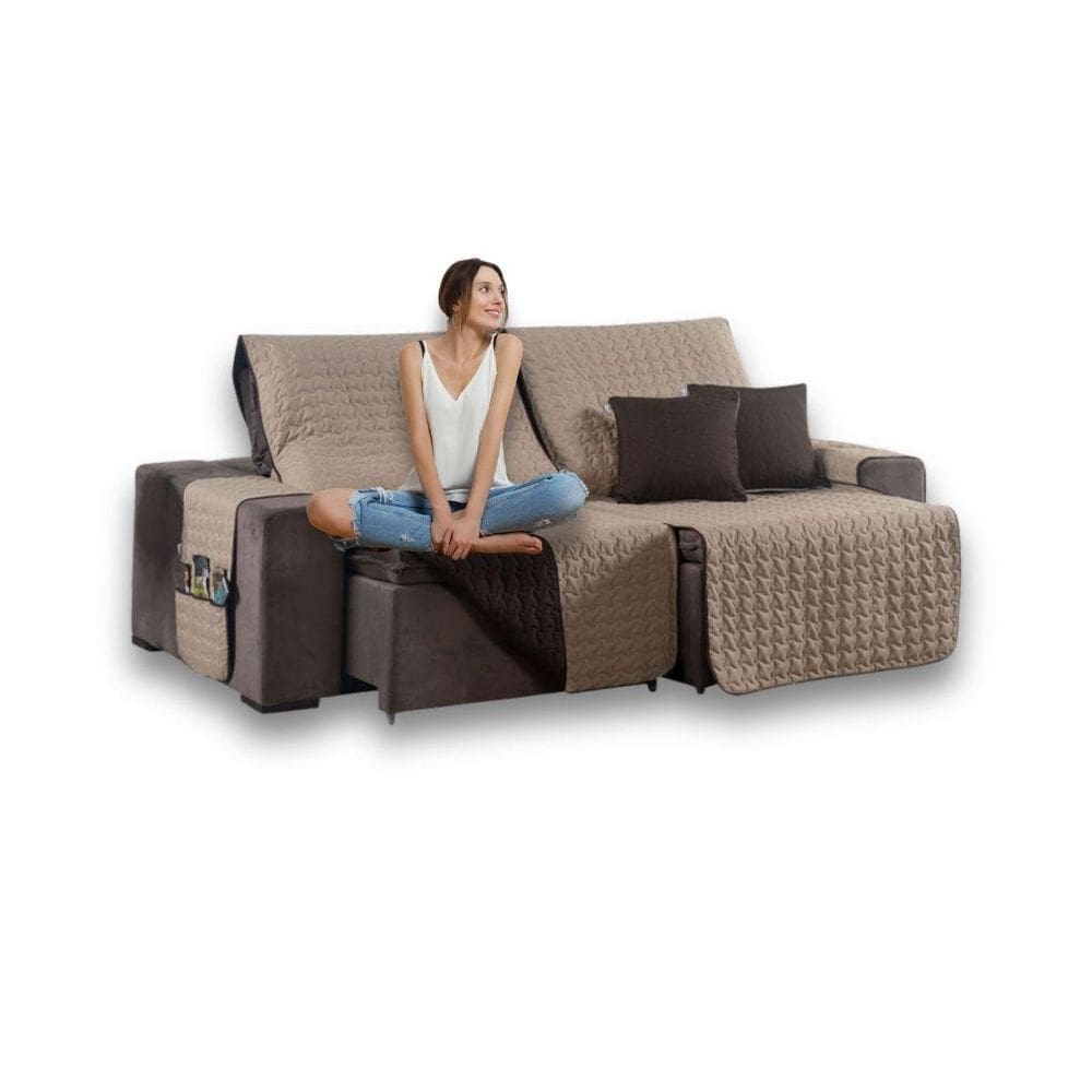 Kit Capa Protetora Sofá Retrátil 2,40M Shield Dupla Face +