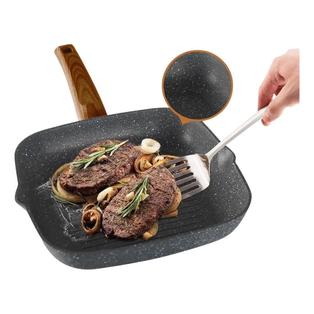 Frigideira Grill Com Indução Quadrada 24,4Cm - Preta