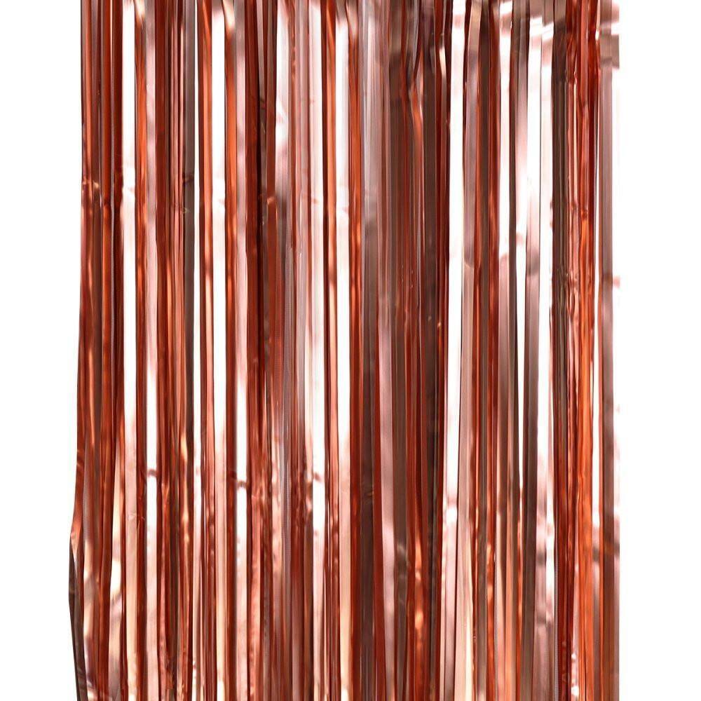 Cortina Metalizada Fitas Para Decoração Rose Gold