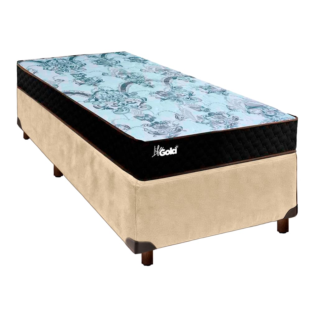 Cama Box + Colchão Solteiro Molas Ensacadas Life Gold Paropas