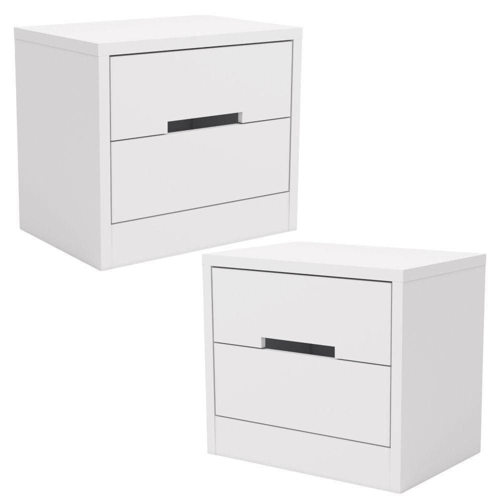 Kit 02 Mesas De Cabeceira 2 Gavetas 54 Cm S822 Kappesberg Branco