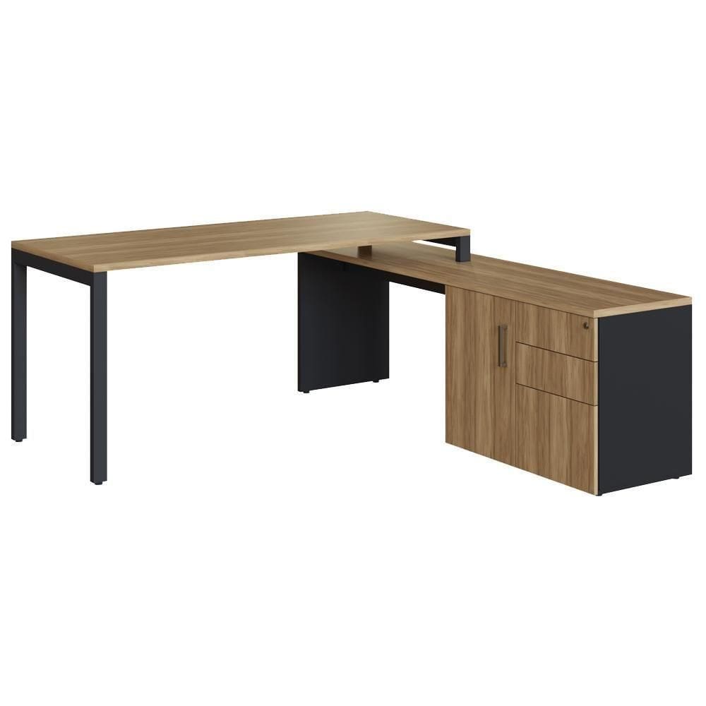 Mesa Escritório 180x160cm Artesano Nogal Sevilha Preta