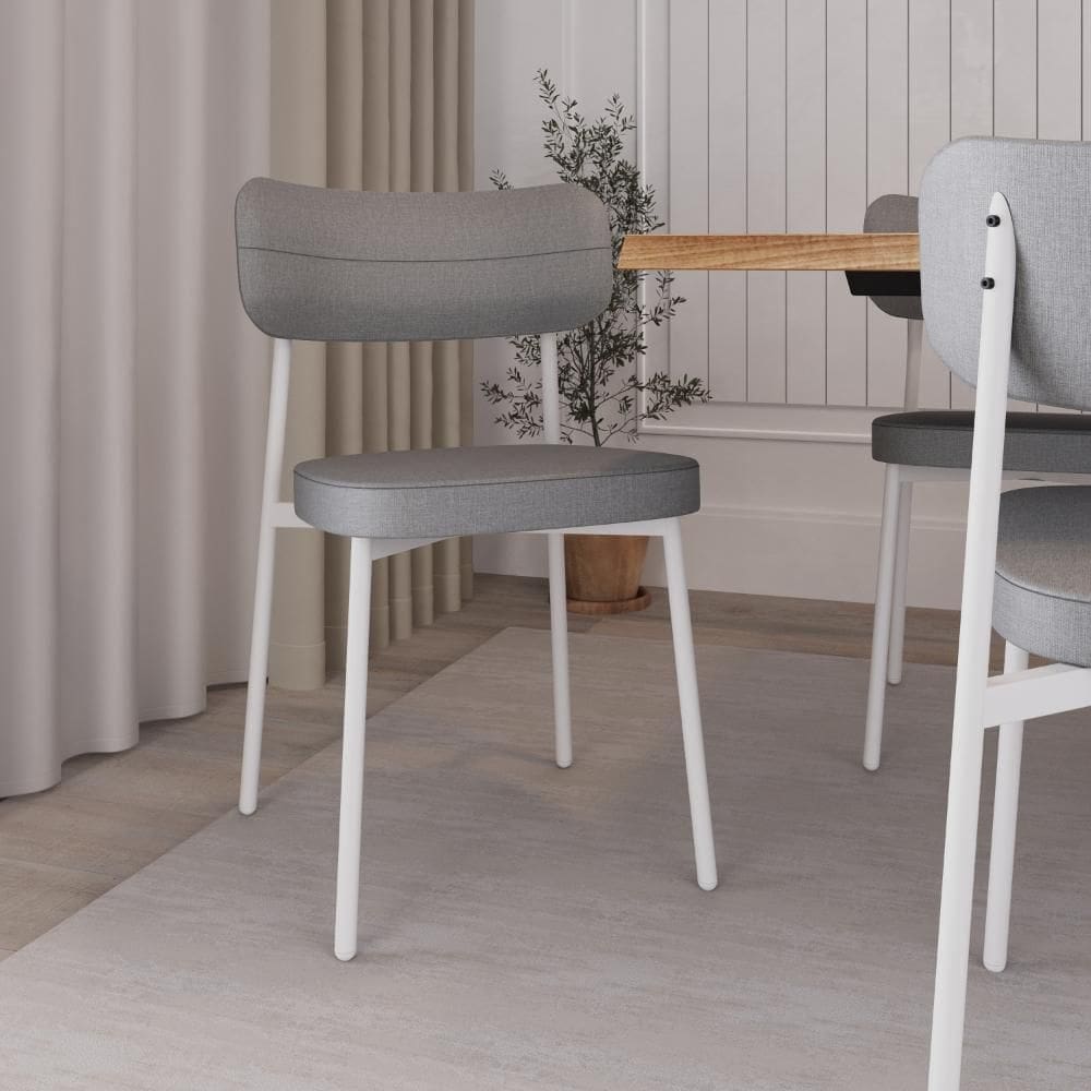 Cadeira de Jantar Tecido Sintetico Alloa Est. Branca