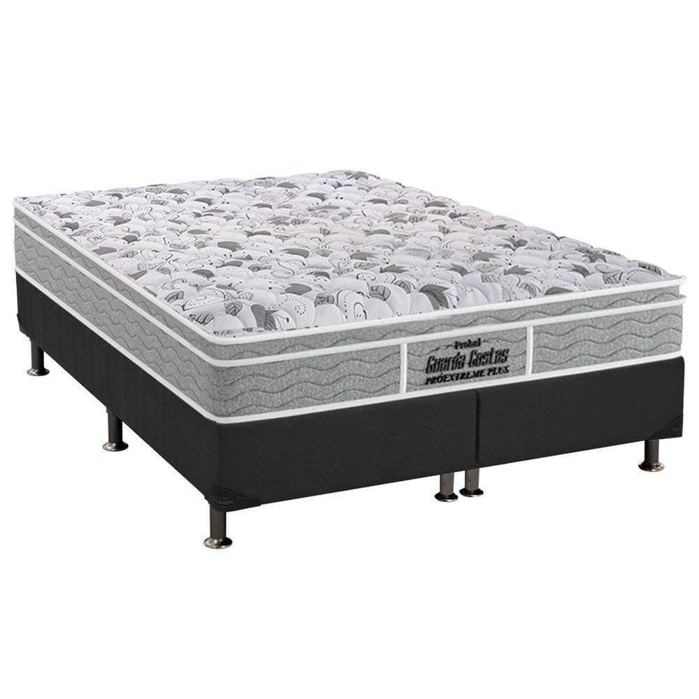 Cama Box King: Colchão Espuma D45 Probel Anatômico Guarda Costas Próextreme Plus + Base Crc Suede Gray (193x203)