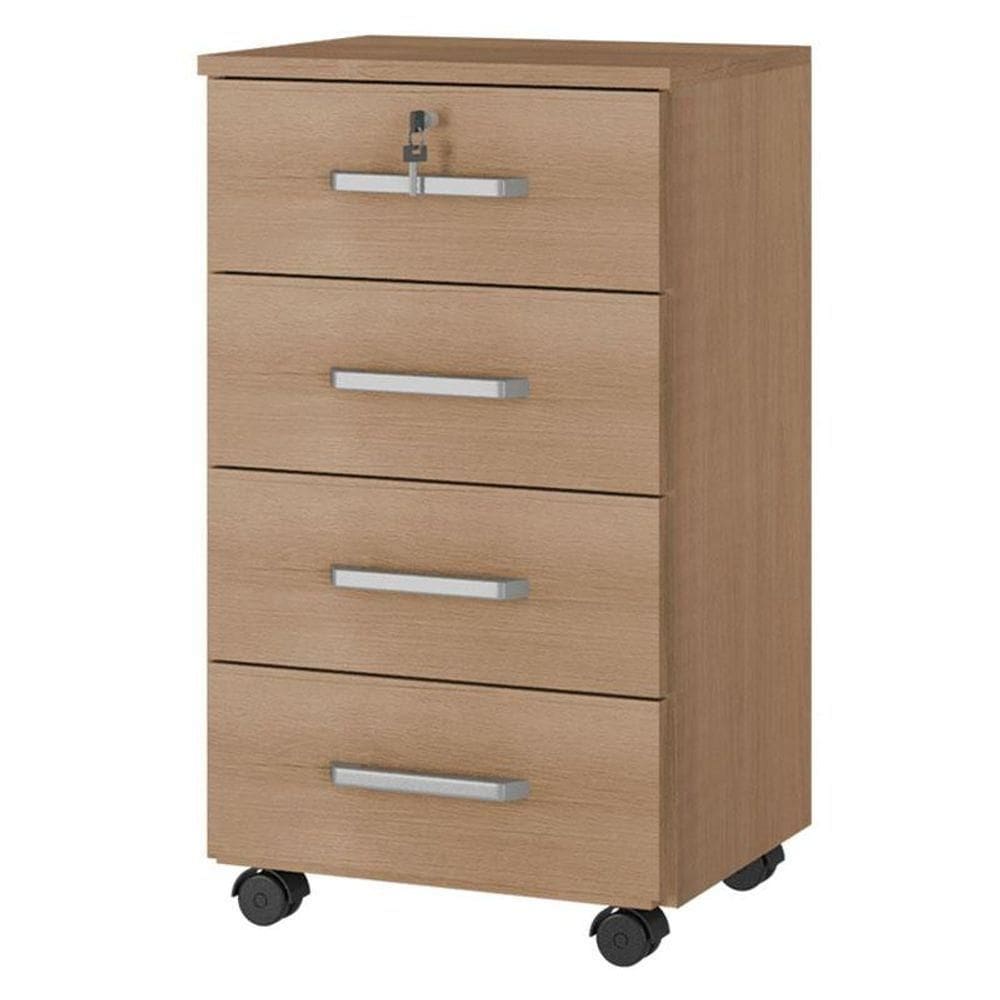 Gaveteiro Gávea Com Chave 4 Gavetas Freijó Fosco - Móveis Leão