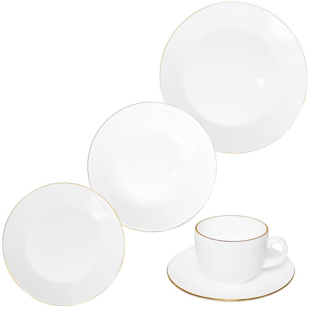 Aparelho de Jantar Opaline Catarina Fio de Ouro 20 peças - Hauskraft