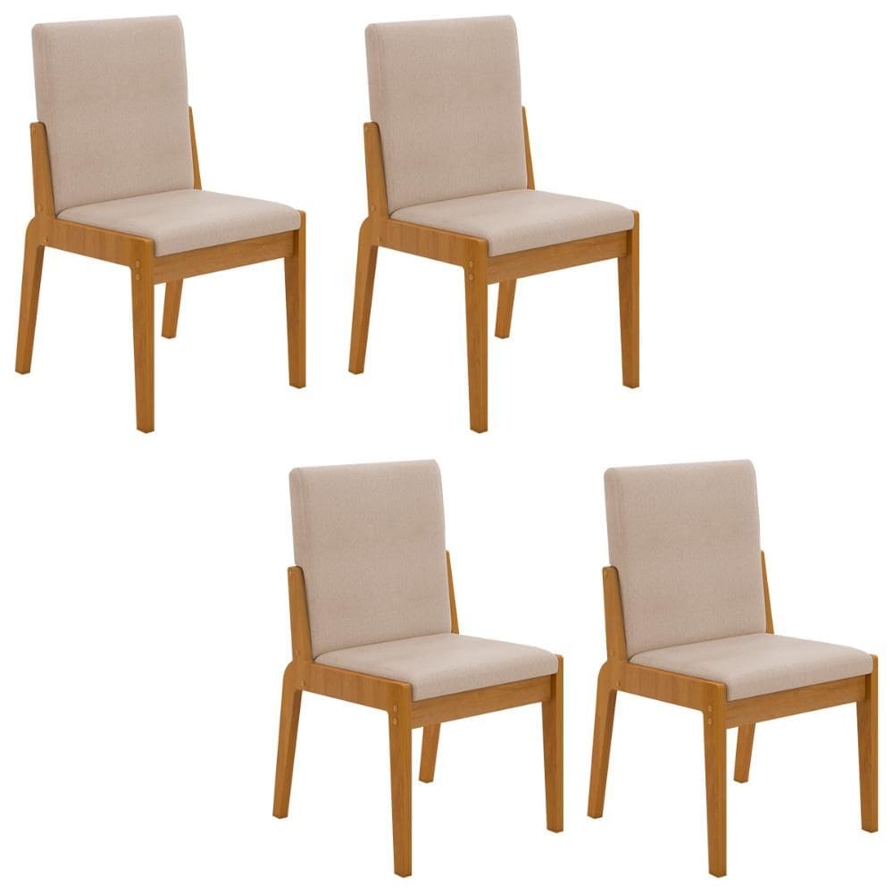Conjunto de 4 Cadeiras Sinfonia com Estofado em Linho