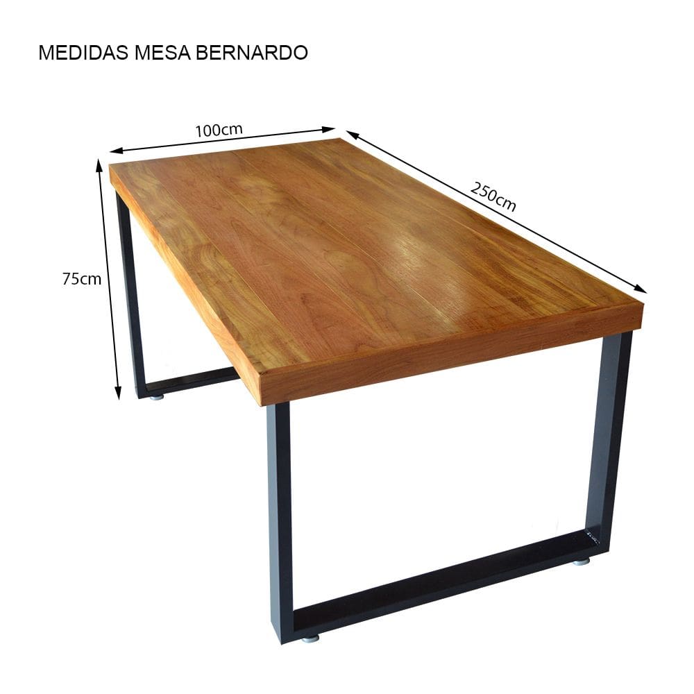 Conjunto Mesa Industrial Bernardo 2,50m Ferragem Preta com Banco Industrial Bernardo