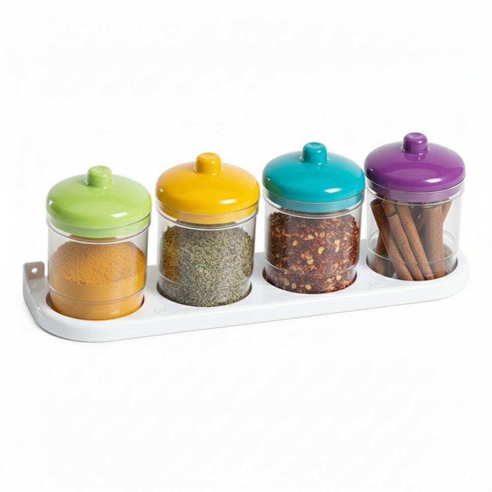 Porta Tempero Porta 4 Potes Com Base Para Parede Cozinha Premium Condimentos Temperos - PANAMI