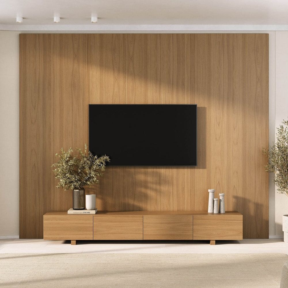 Rack com Painel para Tv até 86 Polegadas Liso 280x250cm Aruá Cabecasa Madeiraoriginals Jatoba