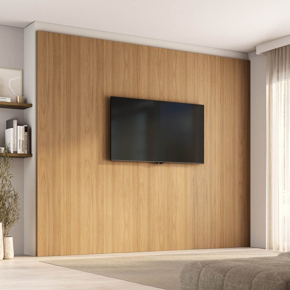 Painel para Tv até 86 Polegadas 280x230cm Liso Aruá Cabecasa Madeiraoriginals Jatoba