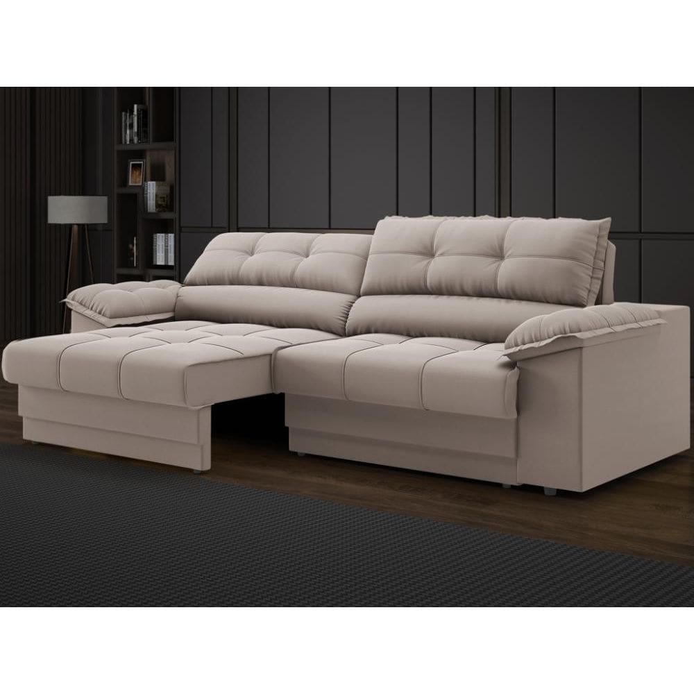 Sofá com Carregador USB e Molas no Assento Retrátil Reclinável Mimo 2,30m Velosuede - NETSOFAS