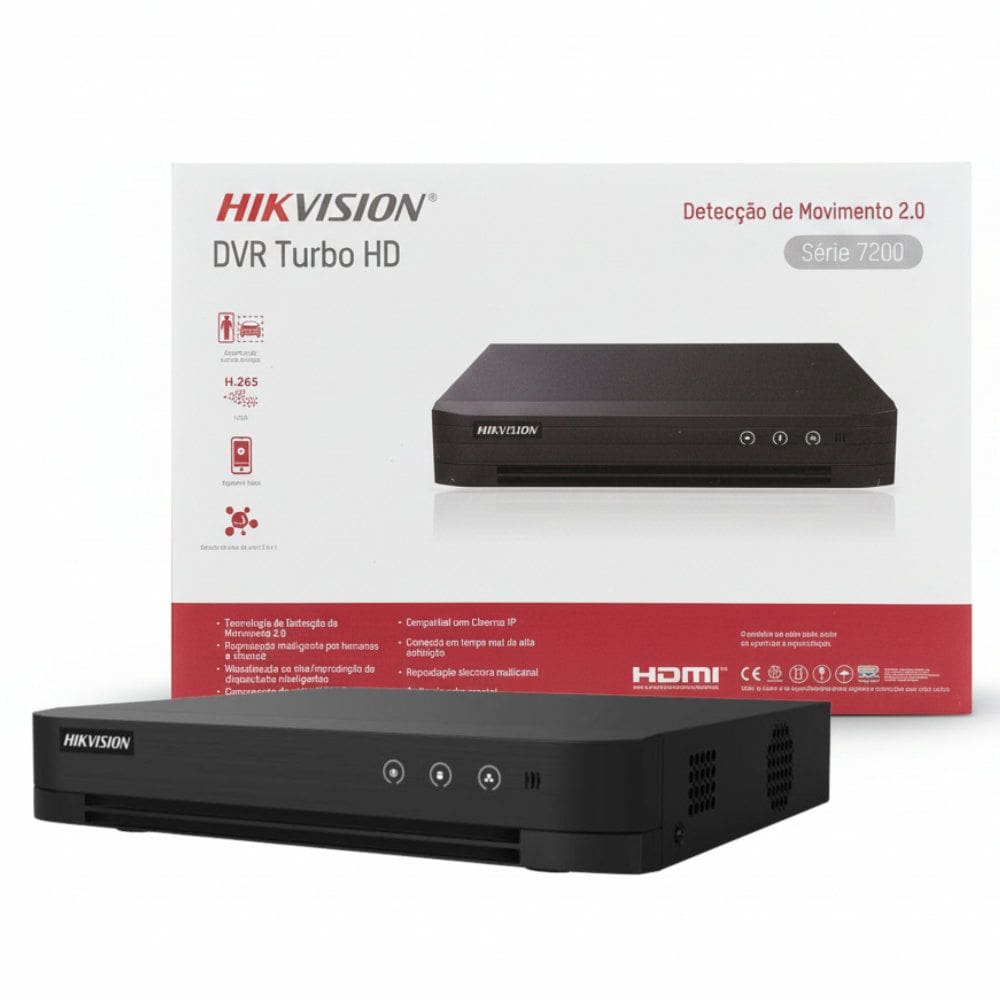 Gravador Digital 8 Canais Turbo Hikvision HD DVR 7200 Series H.265 1080P HDMI DS-7208HGHI-M1